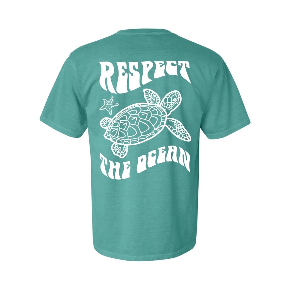 Comfort Colors Seafoam “Respect The Ocean” Short Sleeve Tee - Picture 2 of 5